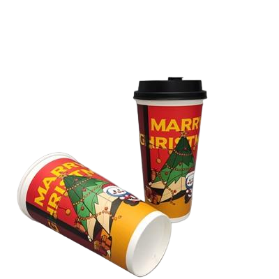Tazas de café de papel de 16 oz con tapa